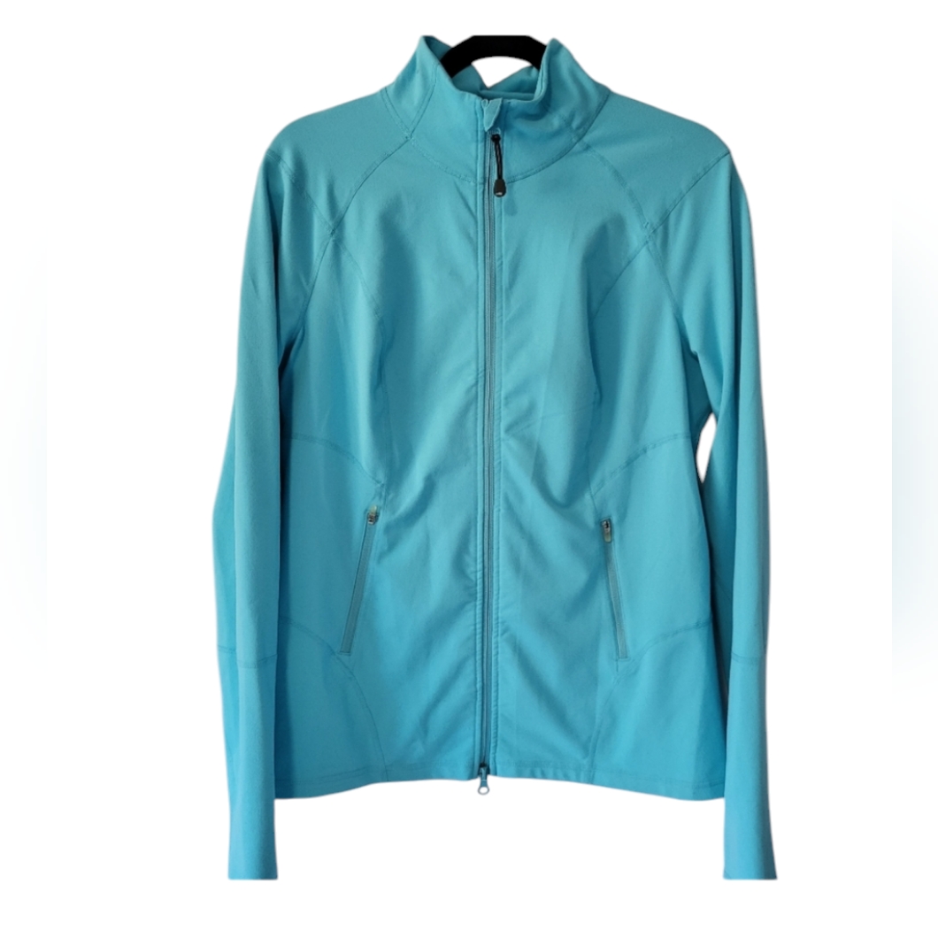 Zella Women's Full Zip Athletic Track Jacket Teal Blue Size Large.